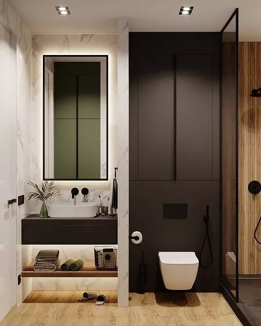 Layout ja kylpyhuone 6 neliömetriä. m Esimerkiksi 11 tyylikkäitä hankkeita 3760_23