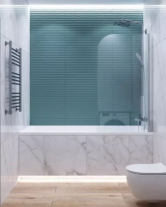 Vannas istabas 6 kvadrātmetru izkārtojums un dizains. m, piemēram, 11.stāvu projekti 3760_9