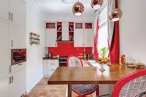Cómo emitir un diseño de cocina blanca roja: consejos y antiprodios actuales 3877_1