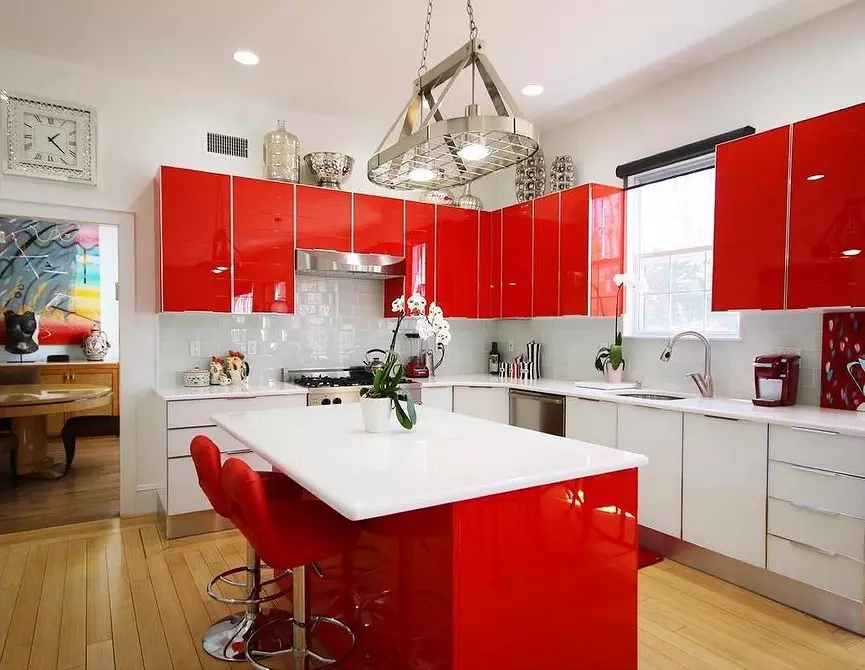 Come emettere un design di cucina bianca rossa: suggerimenti correnti e antiprodifici 3877_147