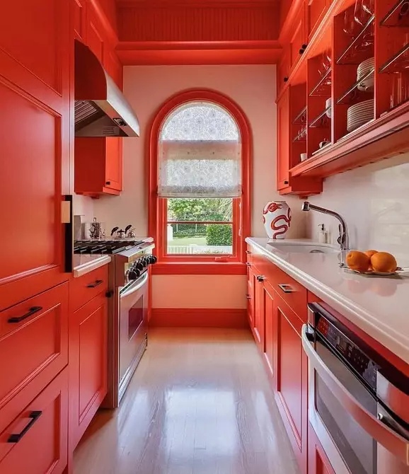 Cómo emitir un diseño de cocina blanca roja: consejos y antiprodios actuales 3877_18