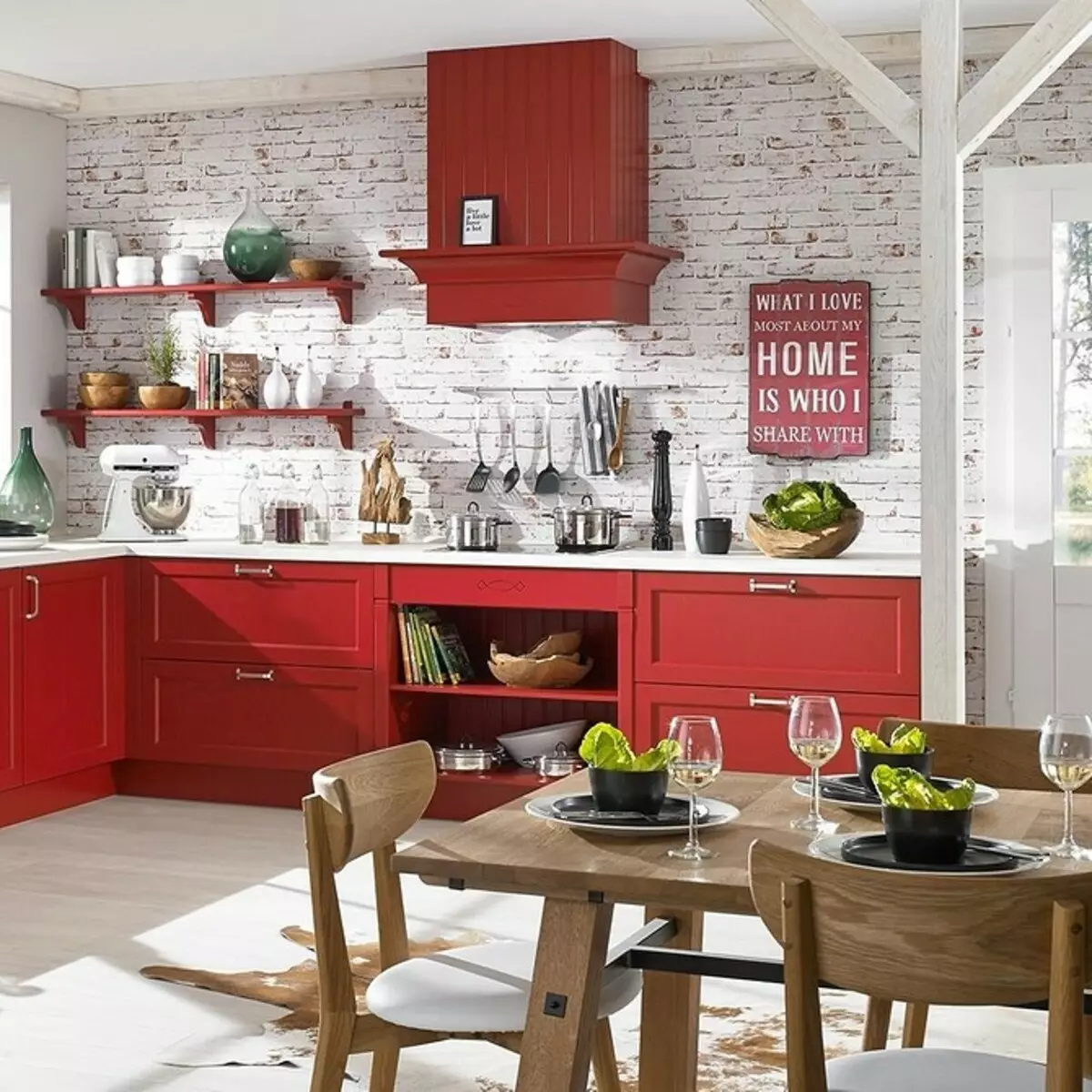Cómo emitir un diseño de cocina blanca roja: consejos y antiprodios actuales 3877_24
