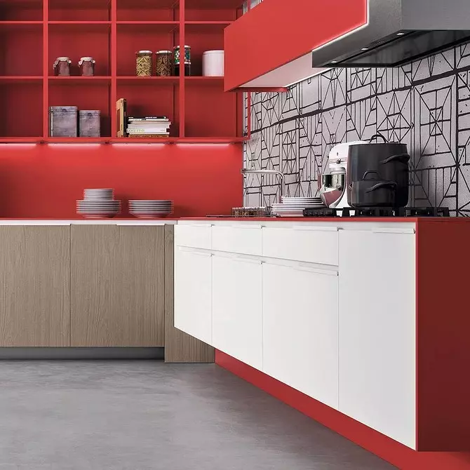Com emetre un disseny de cuina blanca vermella: consells i antiprodes actuals 3877_78