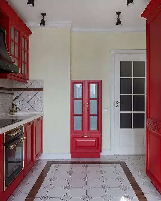 Cómo emitir un diseño de cocina blanca roja: consejos y antiprodios actuales 3877_93