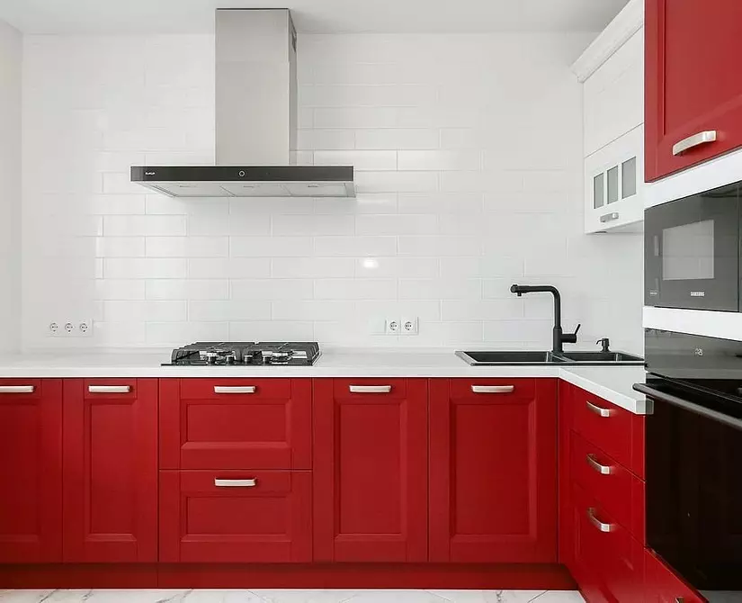 Come emettere un design di cucina bianca rossa: suggerimenti correnti e antiprodifici 3877_96