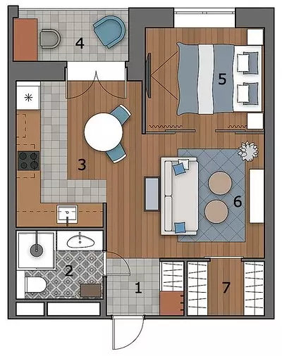 Liten skandinavisk stil lägenhet med vita väggar och blå accenter 4048_32