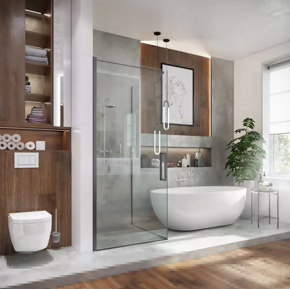 Design del bagno con doccia e bagno: idee interne su 75 foto - Ivd.ru 4108_24