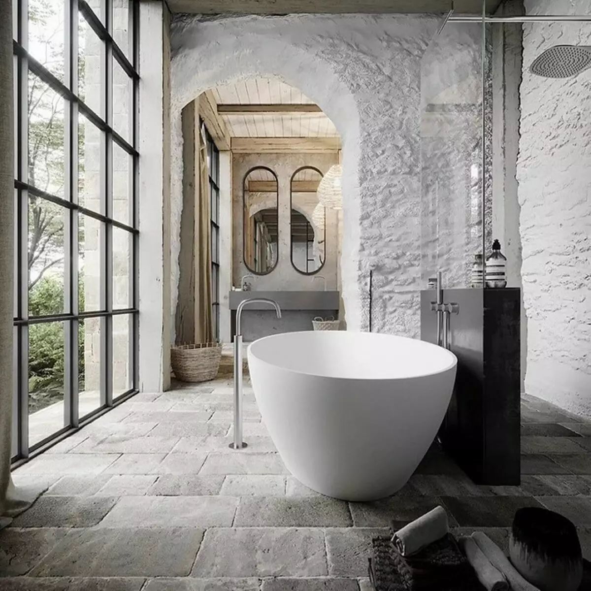 Design de banheiro com chuveiro e banho: Idéias interiores em 75 fotos - IVD.RU 4108_57
