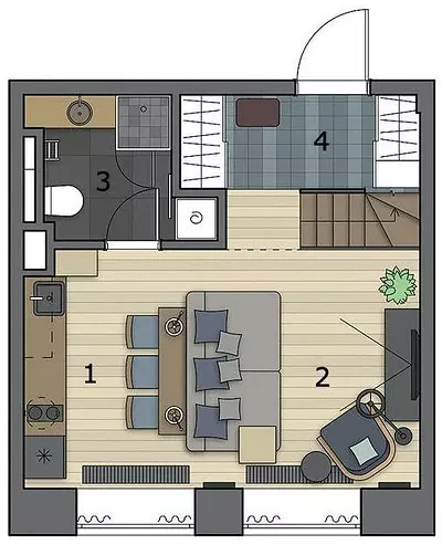 Loft tropical: interior apartament mic cu dormitoare pe podeaua menei 4156_11