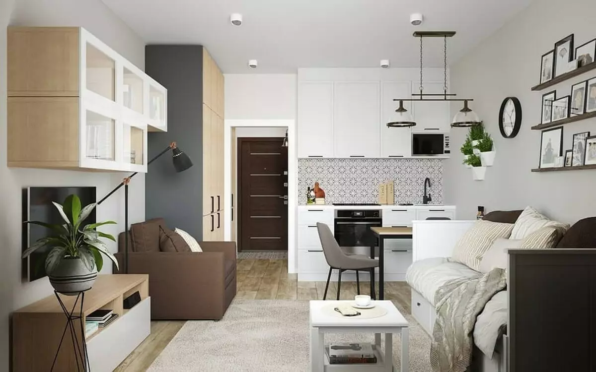 Nous établissons des espaces de cuisine combinés et du couloir: règles de conception et de zonage 4265_50