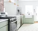 Nebanal Valg: Pistacien farve i køkkenet interiør (70 billeder) 4358_26
