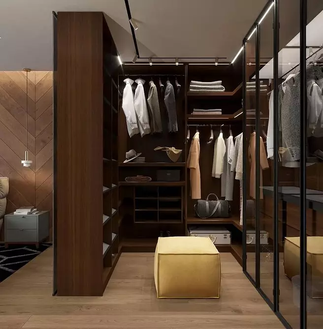 El sueño de todos es una sala de vestuario en el dormitorio: cómo organizar correctamente y acomodar incluso en un tamaño pequeño. 4427_69