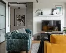 Konkreta plafono, briko muroj kaj mebloj IKEA: Interno de Loft-Style Apartment 4442_18