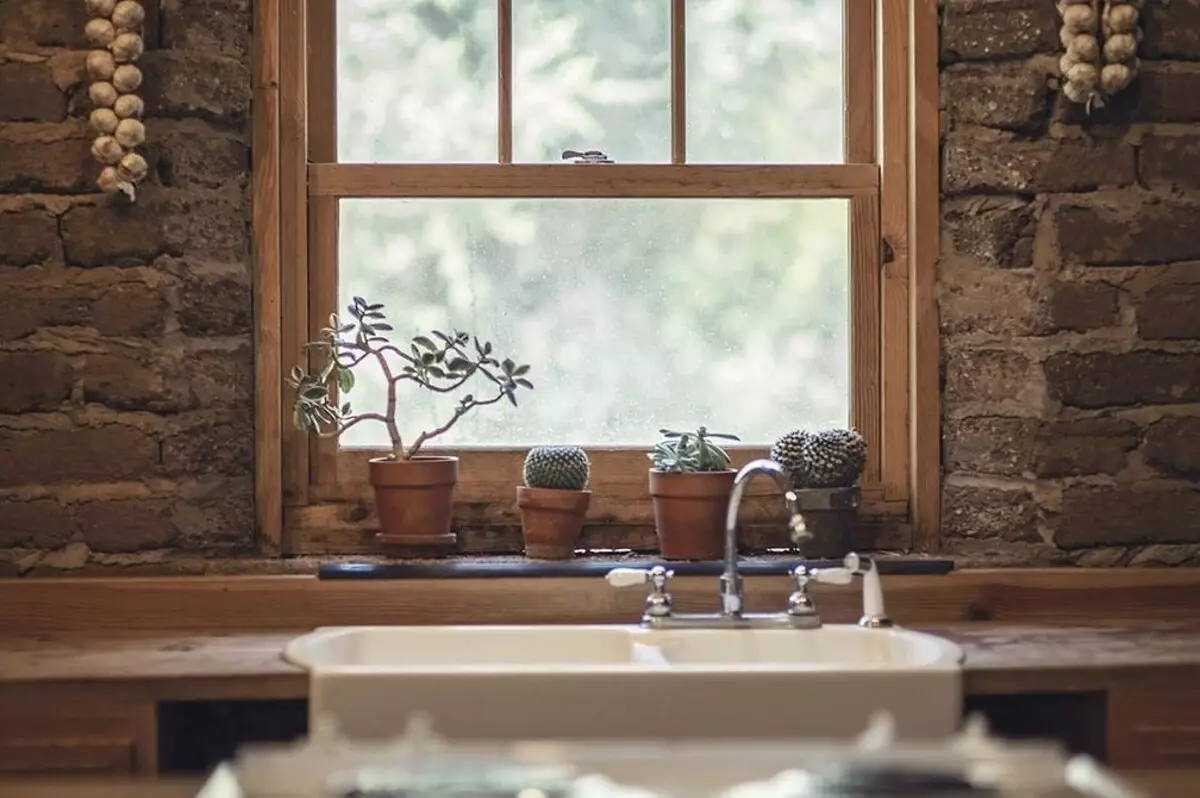 如何在私人房子窗口中規劃廚房：4種類型的窗口開口的提示 4491_101