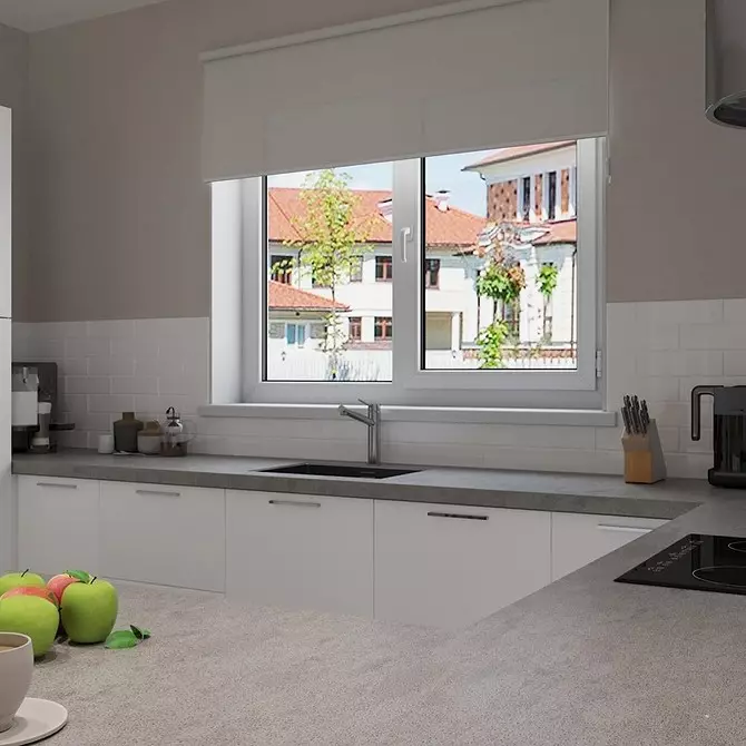 Jak zaplanować kuchnię przy oknie w prywatnym domu: wskazówki dotyczące 4 rodzajów otworów okiennych 4491_98