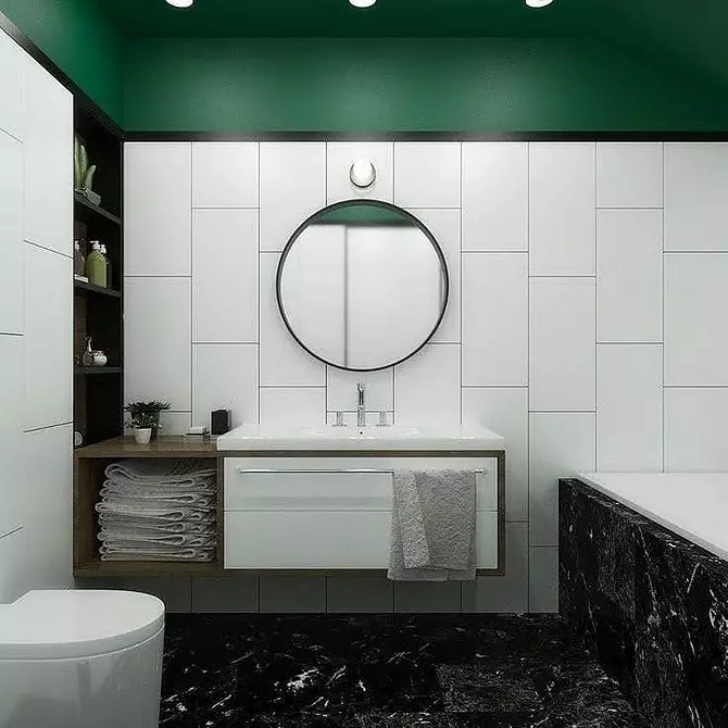 Kombinationen af ​​fliser i badeværelset: hvordan man kombinerer forskellige farver og fakturaer til et harmonisk interiør 4512_134