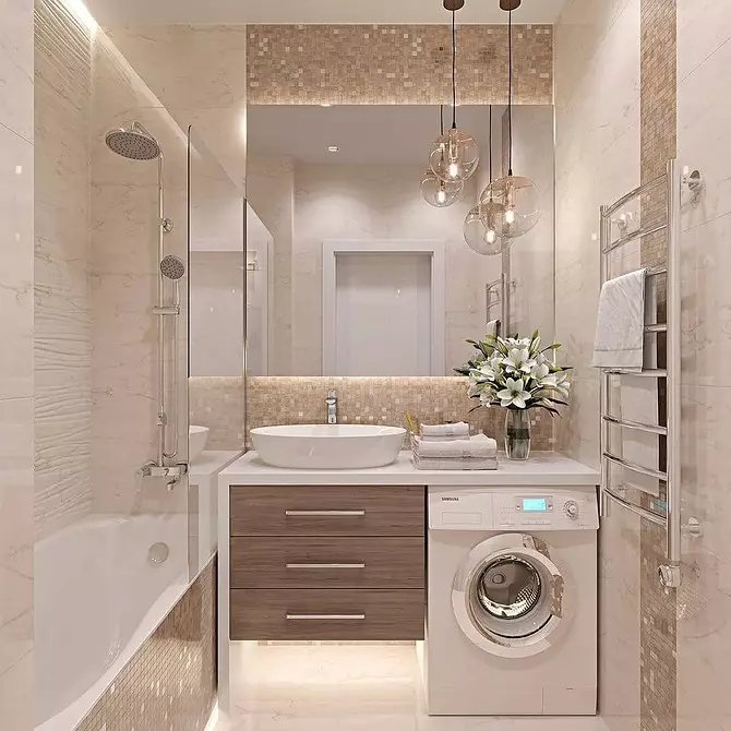 La combinación de azulejos en el baño: cómo combinar diferentes colores y facturas para un interior armonioso. 4512_140