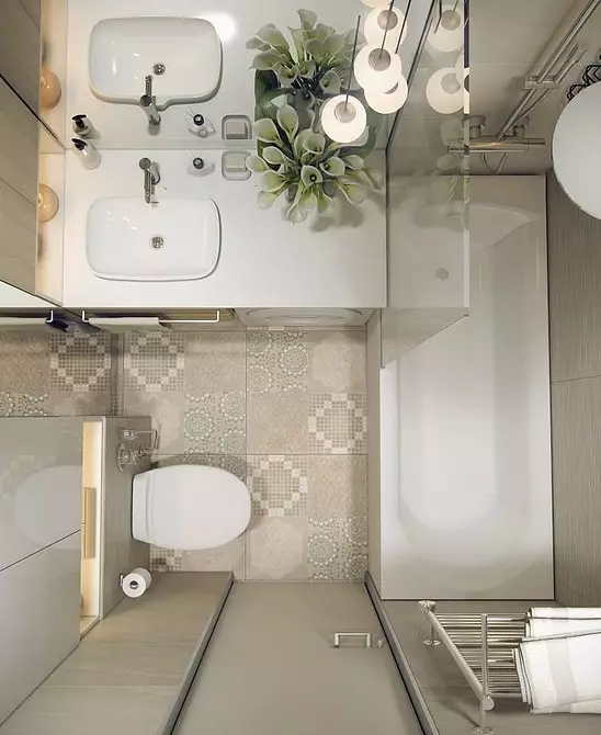 La combinación de azulejos en el baño: cómo combinar diferentes colores y facturas para un interior armonioso. 4512_145