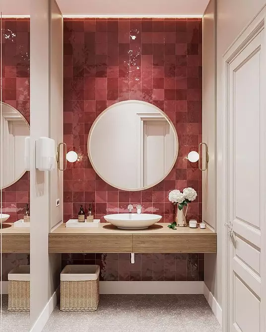 השילוב של אריחים בחדר האמבטיה: כיצד לשלב צבעים שונים וחשבוניות עבור פנים הרמוני 4512_16