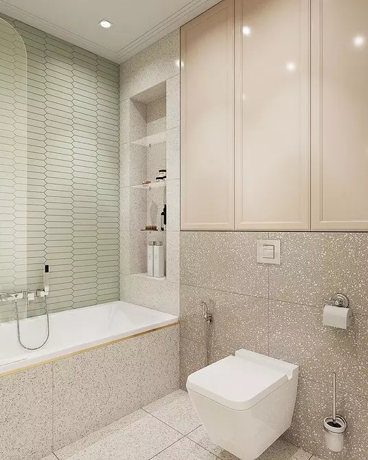 Kombinationen af ​​fliser i badeværelset: hvordan man kombinerer forskellige farver og fakturaer til et harmonisk interiør 4512_57