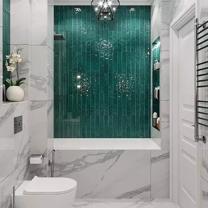 La combinación de azulejos en el baño: cómo combinar diferentes colores y facturas para un interior armonioso. 4512_59
