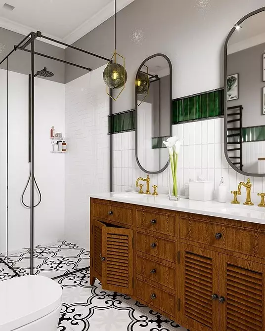 La combinación de azulejos en el baño: cómo combinar diferentes colores y facturas para un interior armonioso. 4512_62