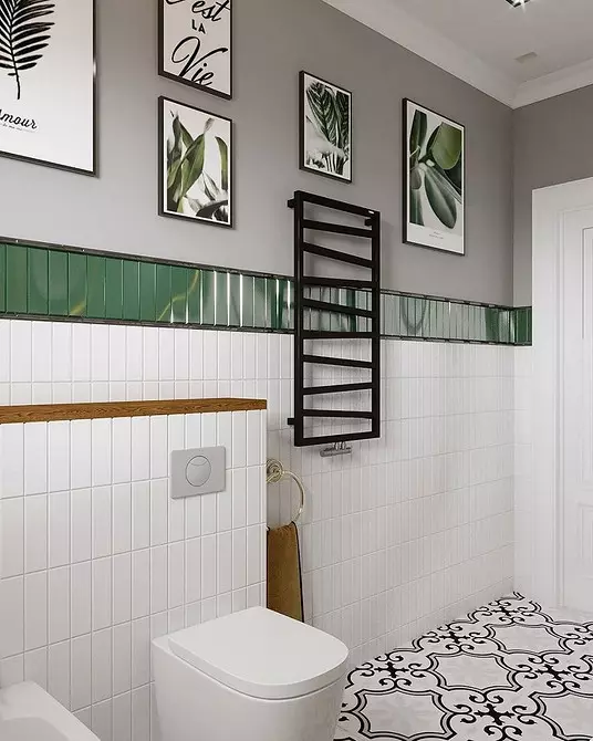 Kombinationen af ​​fliser i badeværelset: hvordan man kombinerer forskellige farver og fakturaer til et harmonisk interiør 4512_64