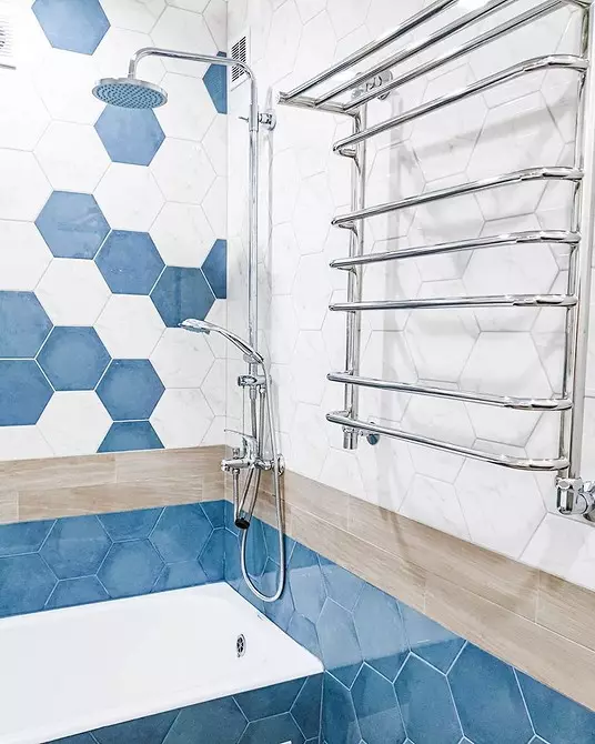 La combinación de azulejos en el baño: cómo combinar diferentes colores y facturas para un interior armonioso. 4512_77