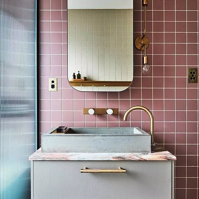 Kombinationen af ​​fliser i badeværelset: hvordan man kombinerer forskellige farver og fakturaer til et harmonisk interiør 4512_90