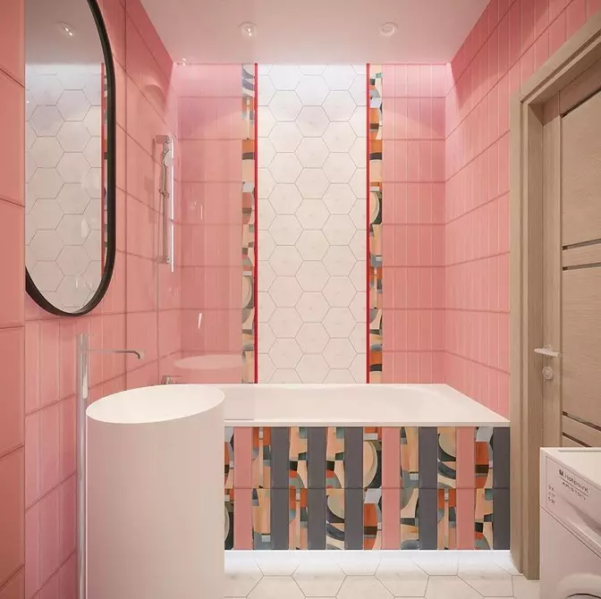 Kombinationen af ​​fliser i badeværelset: hvordan man kombinerer forskellige farver og fakturaer til et harmonisk interiør 4512_91