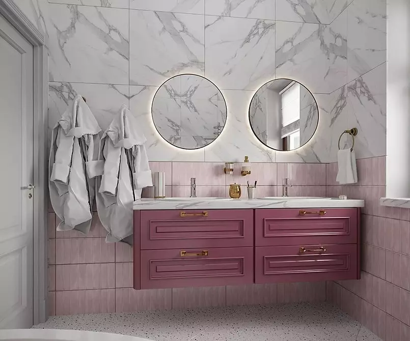 La combinación de azulejos en el baño: cómo combinar diferentes colores y facturas para un interior armonioso. 4512_94