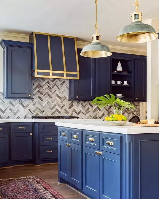 Köök disain sinise värvi (81 fotot) 4533_21
