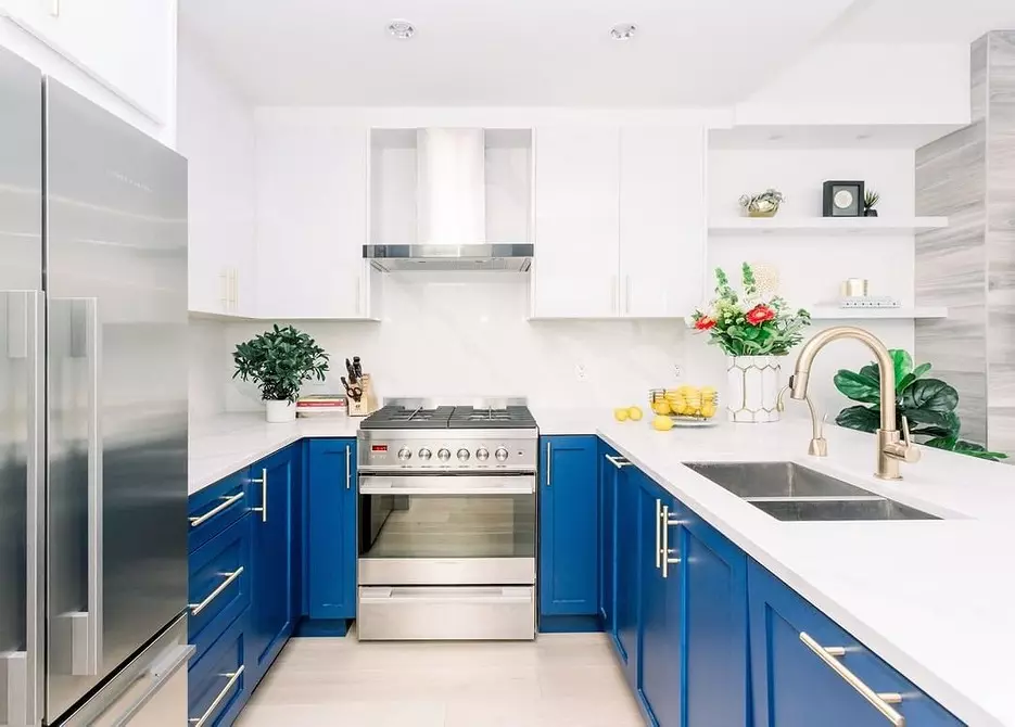 Köök disain sinise värvi (81 fotot) 4533_25