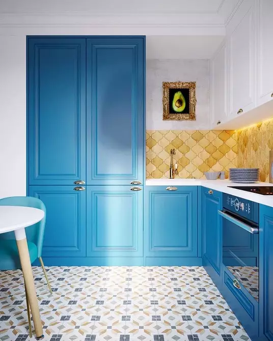 Köök disain sinise värvi (81 fotot) 4533_54