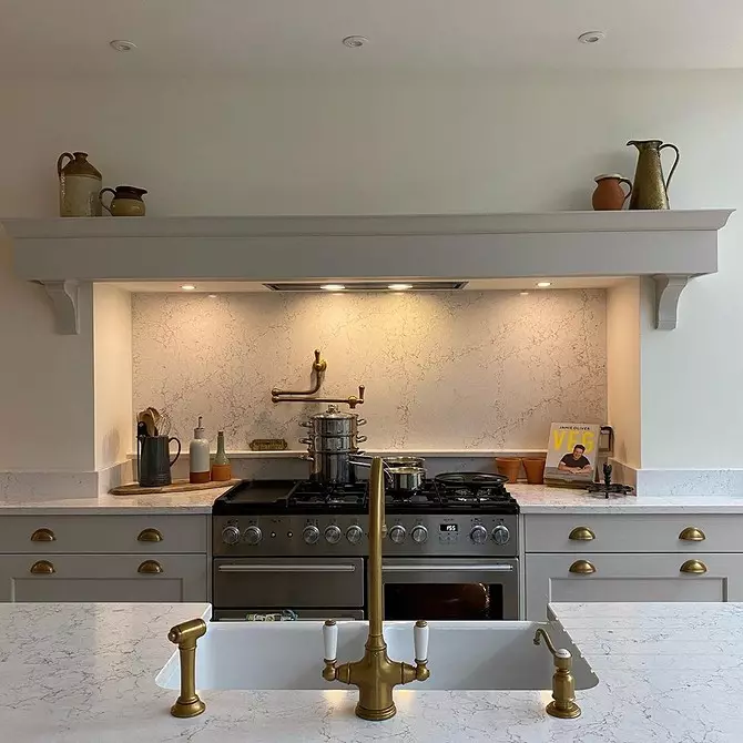 Nakreslíme interiér šedé kuchyně: jak oživit prostor a učinit to zlomyslný (82 fotografií) 4611_12