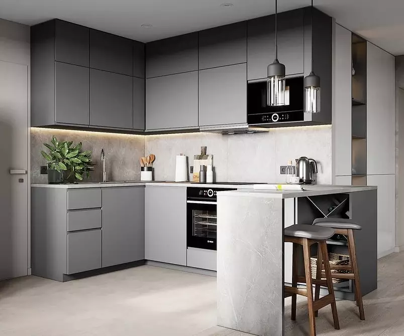 Nakreslíme interiér šedé kuchyně: jak oživit prostor a učinit to zlomyslný (82 fotografií) 4611_57