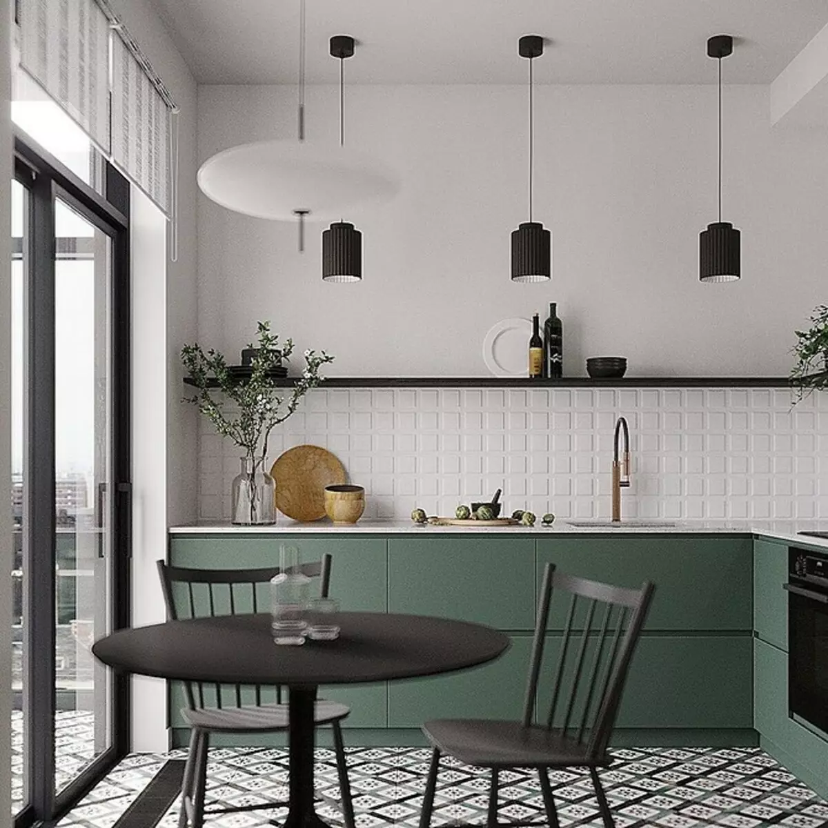 Elaborem un disseny de cuina amb una superfície de 10 metres quadrats. m amb balcó: 3 exemples de consells pro i útil 470_17
