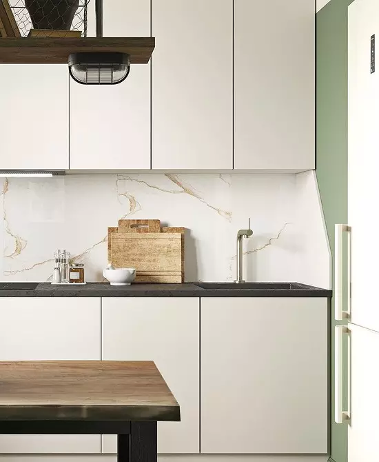 Laadimme keittiön designin, jonka pinta-ala on 10 neliömetriä. m parvekkeella: 3 esimerkkiä pro ja hyödyllisiä vinkkejä 470_26