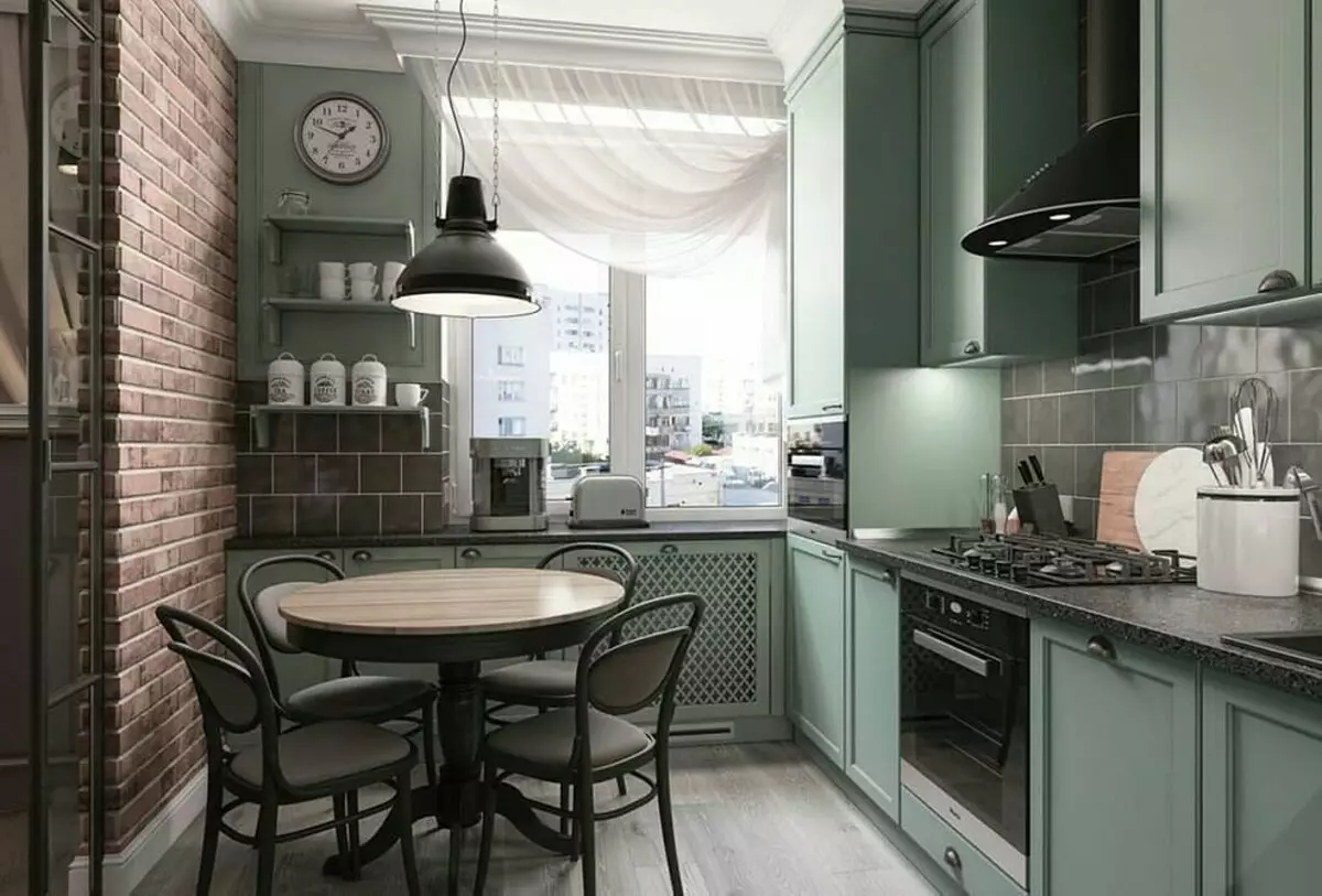 Decor frumos de ferestre în bucătărie: ia în considerare tipul de buclă și stil interior 4732_24