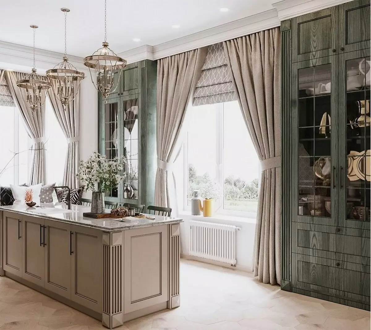 Bella decoració de finestres a la cuina: considereu el tipus de bucle i l'estil interior 4732_54