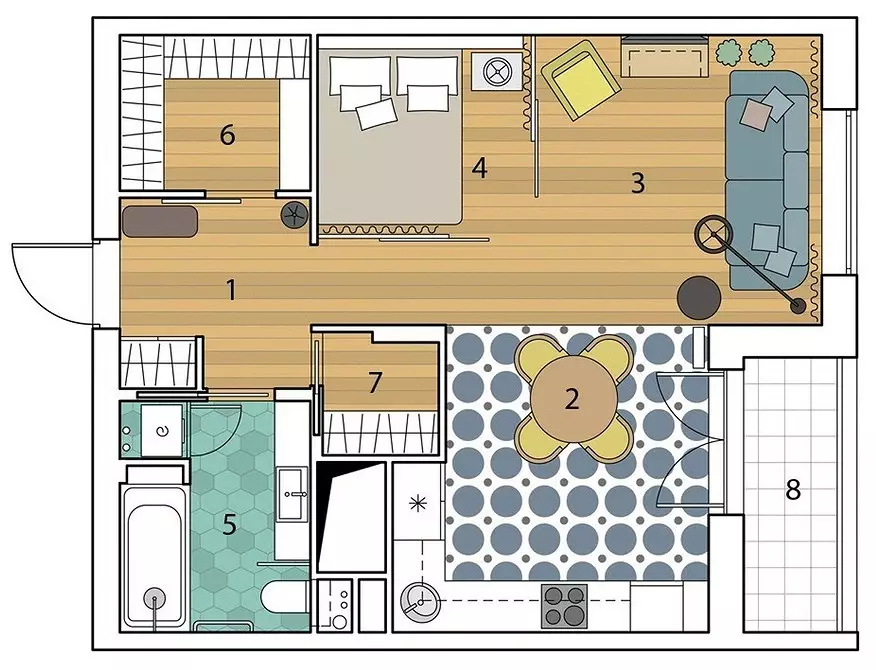 محل خواب در یک دست - یک مشکل نیست: 6 نمونه از آپارتمان طراح 4777_22