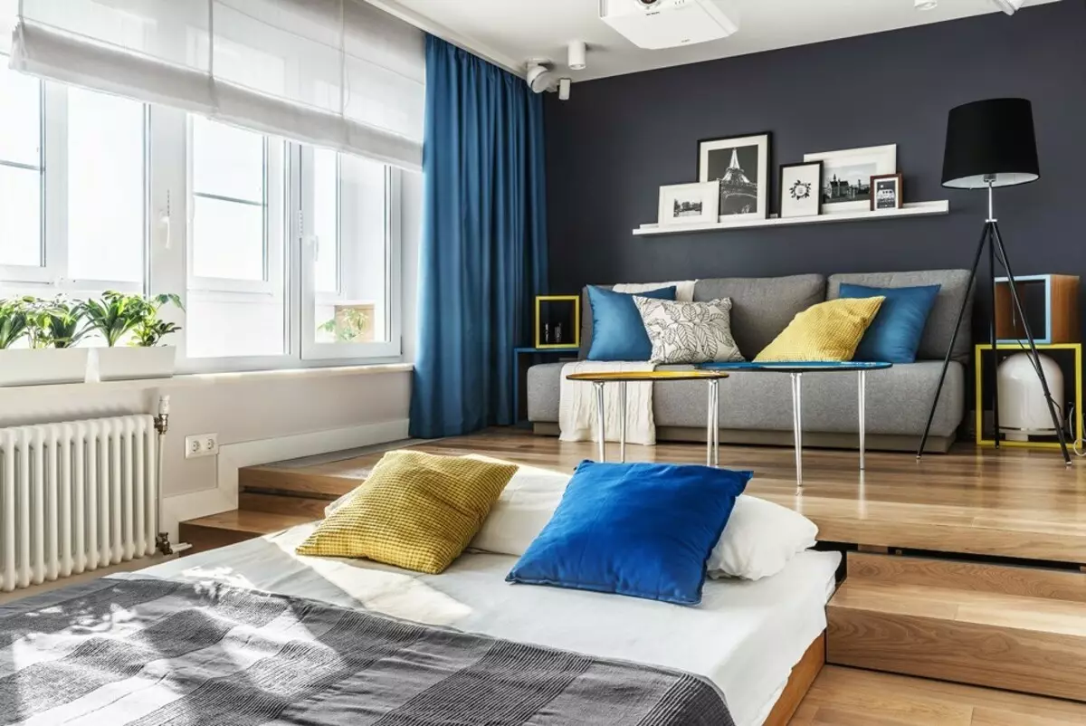 Locul de dormit într-o singură mână - nu este o problemă: 6 exemple de apartamente de designer 4777_8