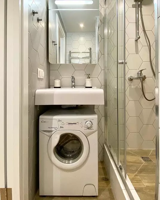 Desain kamar mandi sareng mesin cuci: kami ngalaksanakeun téknik sareng ngadamel rohangan fungsi 4843_13
