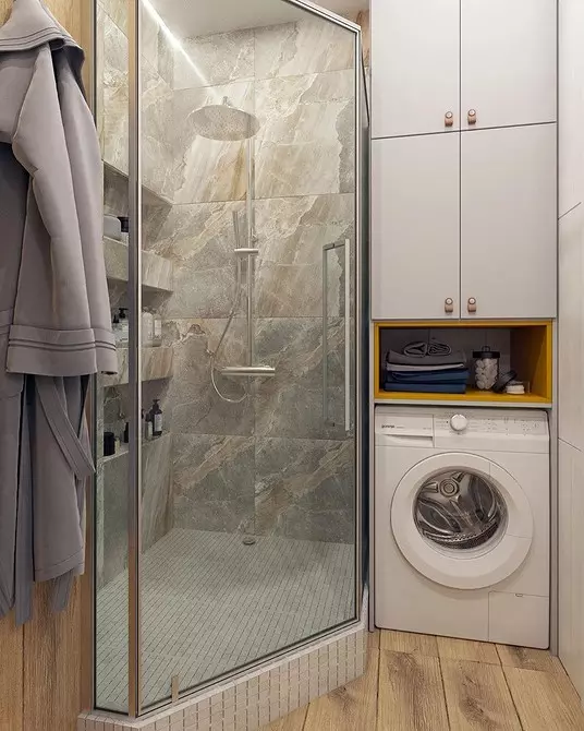 Vannas istabas dizains ar veļas mašīnu: mēs veicam tehniku ​​un padarām kosmosa funkcionālo 4843_15