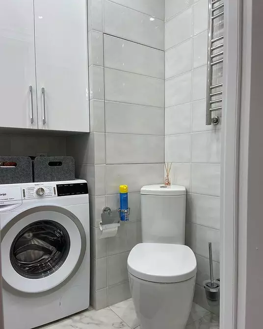 Угаалгын өрөөний машинтай угаалгын өрөөний зураг төсөл: Бид техникийг хэрэгжүүлж, сансрын функцийг хийдэг 4843_32