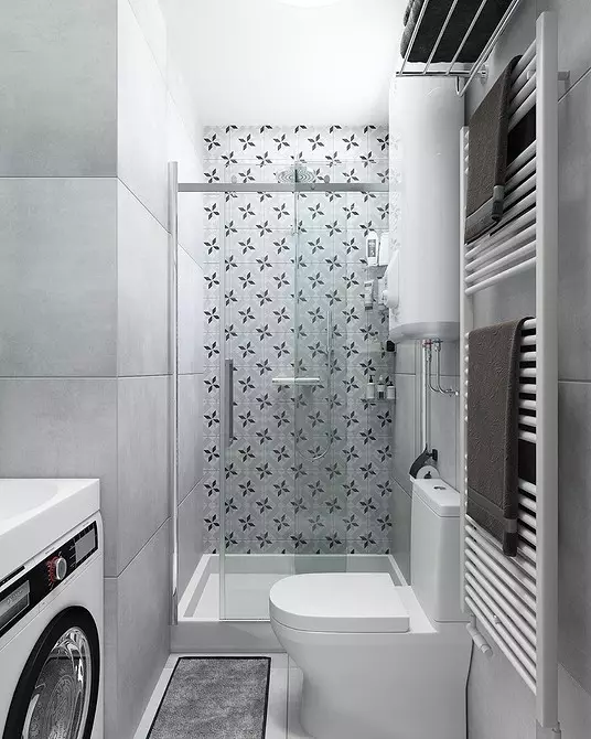Desain kamar mandi sareng mesin cuci: kami ngalaksanakeun téknik sareng ngadamel rohangan fungsi 4843_35