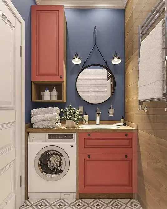 Угаалгын өрөөний машинтай угаалгын өрөөний зураг төсөл: Бид техникийг хэрэгжүүлж, сансрын функцийг хийдэг 4843_49