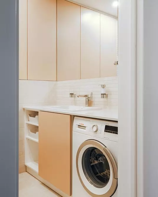 Desain kamar mandi sareng mesin cuci: kami ngalaksanakeun téknik sareng ngadamel rohangan fungsi 4843_83