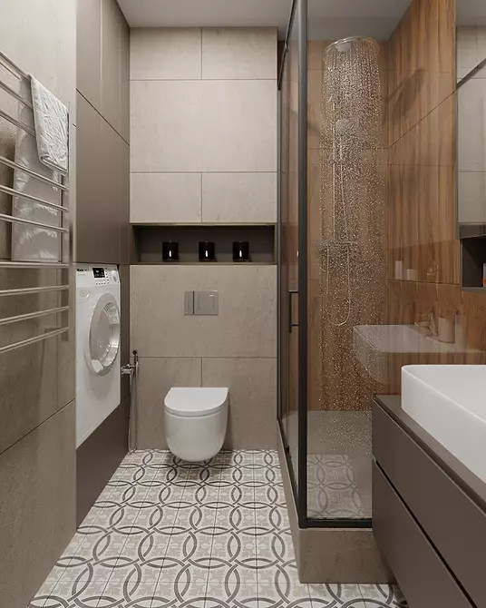 Угаалгын өрөөний машинтай угаалгын өрөөний зураг төсөл: Бид техникийг хэрэгжүүлж, сансрын функцийг хийдэг 4843_91