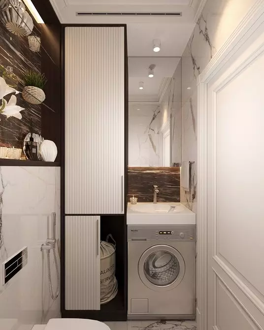 Vannas istabas dizains ar veļas mašīnu: mēs veicam tehniku ​​un padarām kosmosa funkcionālo 4843_94